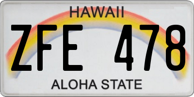 HI license plate ZFE478