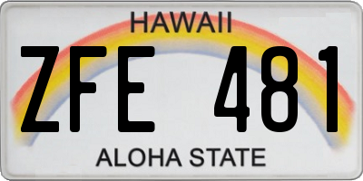 HI license plate ZFE481