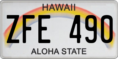 HI license plate ZFE490