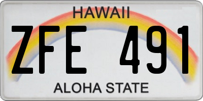 HI license plate ZFE491