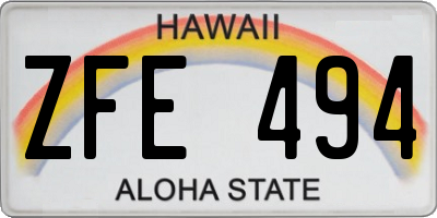 HI license plate ZFE494