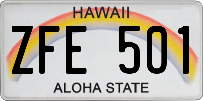 HI license plate ZFE501