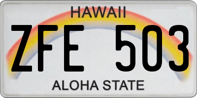 HI license plate ZFE503