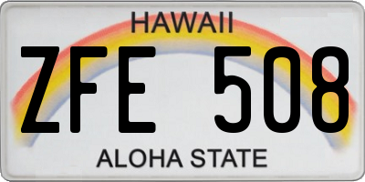 HI license plate ZFE508