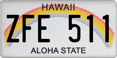 HI license plate ZFE511