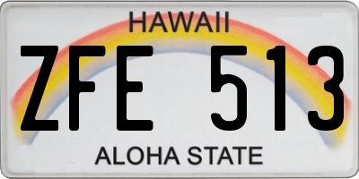 HI license plate ZFE513
