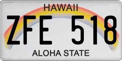 HI license plate ZFE518