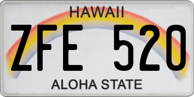 HI license plate ZFE520