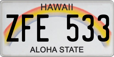 HI license plate ZFE533