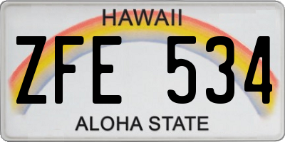 HI license plate ZFE534