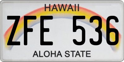 HI license plate ZFE536