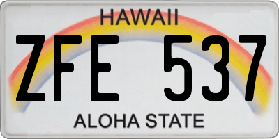 HI license plate ZFE537