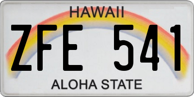 HI license plate ZFE541