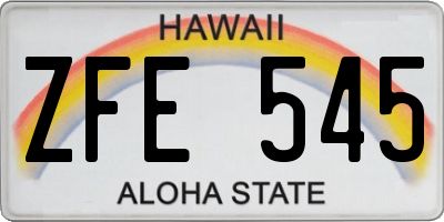 HI license plate ZFE545