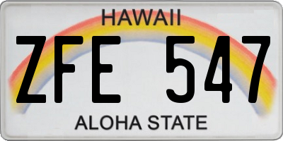HI license plate ZFE547