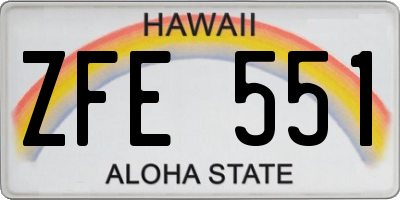 HI license plate ZFE551
