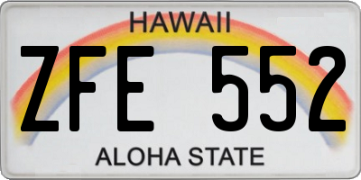 HI license plate ZFE552