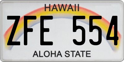 HI license plate ZFE554