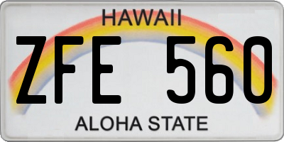 HI license plate ZFE560