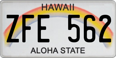 HI license plate ZFE562