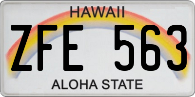 HI license plate ZFE563