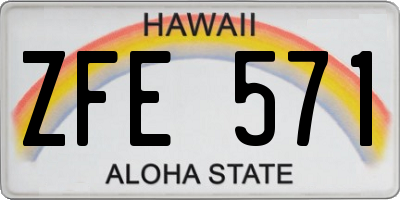 HI license plate ZFE571