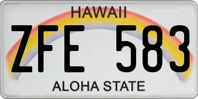 HI license plate ZFE583
