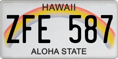 HI license plate ZFE587