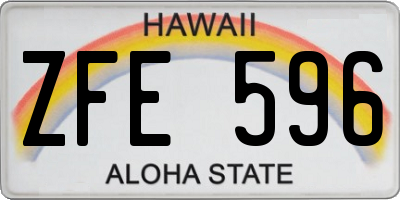HI license plate ZFE596