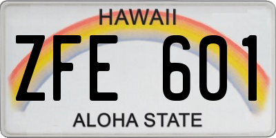 HI license plate ZFE601