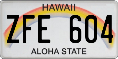 HI license plate ZFE604