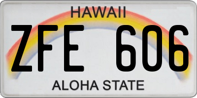 HI license plate ZFE606