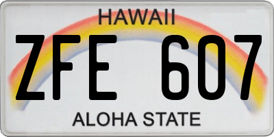HI license plate ZFE607