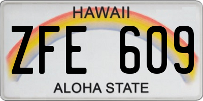 HI license plate ZFE609