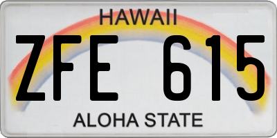 HI license plate ZFE615