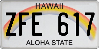 HI license plate ZFE617