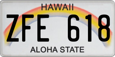 HI license plate ZFE618