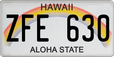 HI license plate ZFE630