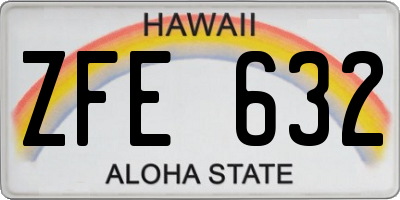 HI license plate ZFE632