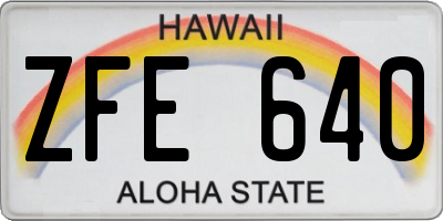 HI license plate ZFE640