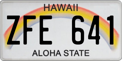 HI license plate ZFE641