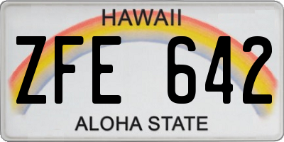 HI license plate ZFE642