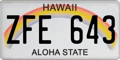 HI license plate ZFE643