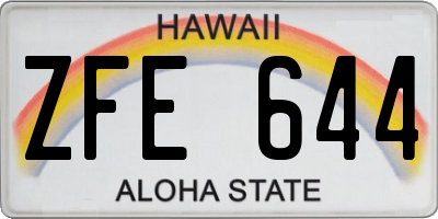 HI license plate ZFE644