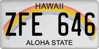 HI license plate ZFE646