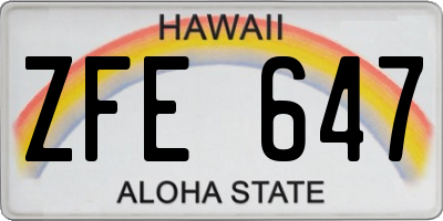 HI license plate ZFE647