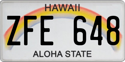 HI license plate ZFE648
