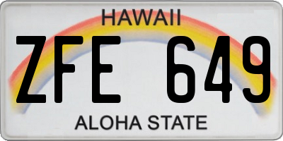 HI license plate ZFE649