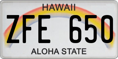 HI license plate ZFE650