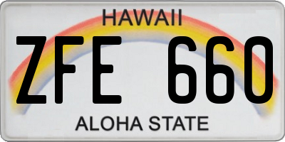 HI license plate ZFE660